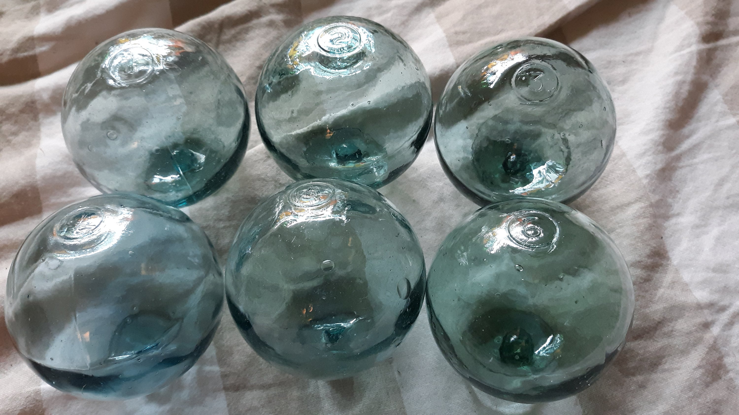 Group of 6 Japanese Glass Fishing Floats, 33.25 Glass Float