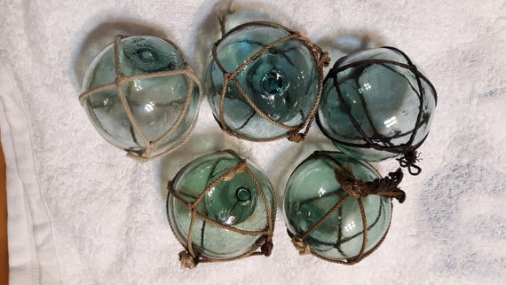 Group of 5 Japanese 2.75 Glass Fishing Floats, Glass Float, Antique  Floats, Beach House Decor
