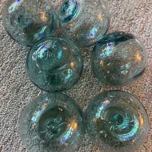 Set of Six,  3"WP#171 Blue Green Glass Fishing Float, Nautical Decor, Beach Decor, Beach Cottage Decor, Sea Glass, Home and Garden