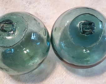 3.25&quot;WP#31 Small and Large Versions, Blue Green Glass Fishing Float, Antique, Beach Decor, Beach Cottage Decor, Sea Glass, Home and Garden