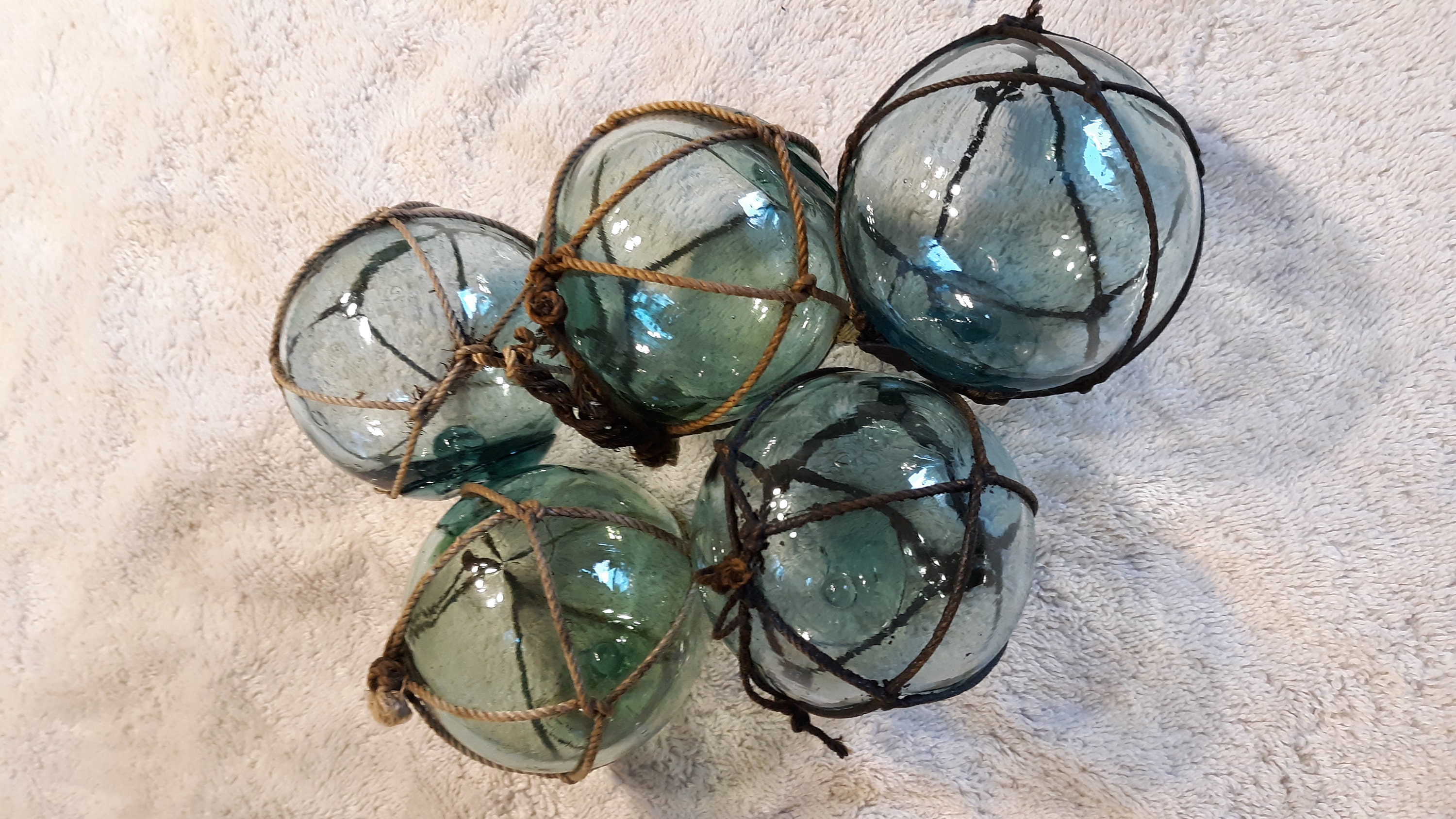 Group of 5 Japanese Glass Fishing Floats, 2.75 Glass Float, Antique  Floats, Beach House Decor