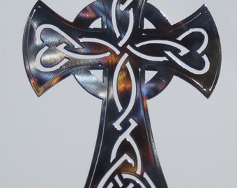 Christian Cross, Metal, Wall Decor, Celtic Hearts