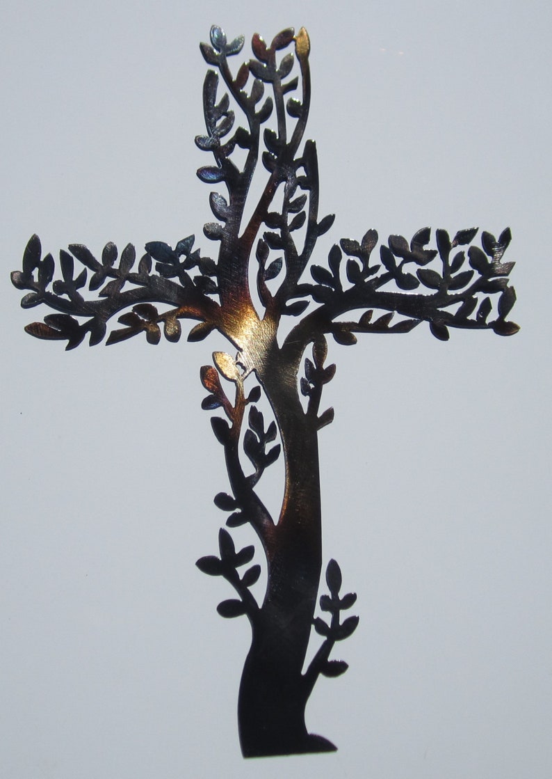 Christian Cross Metal Wall Decor Tree of Life Etsy