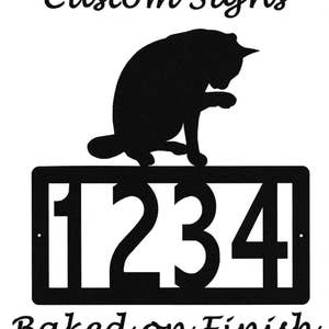Cat Address Metal Sign, Custom Number or Name