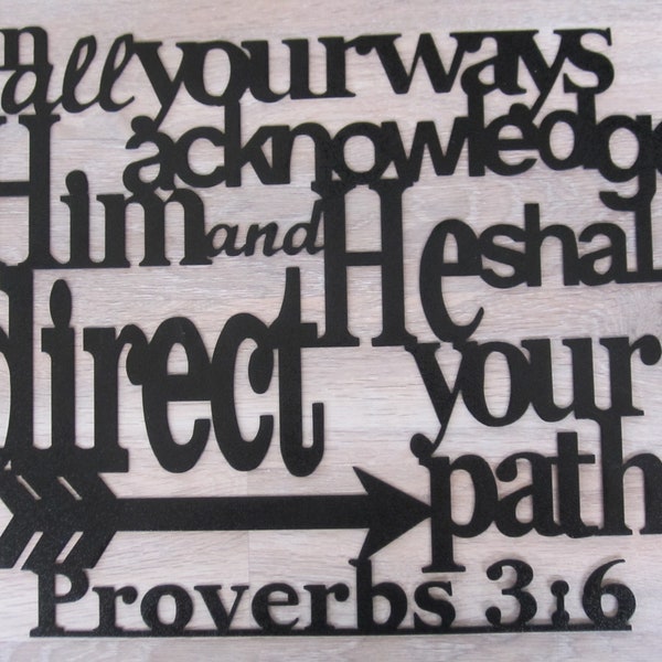 Metal Scripture wall Art, Proverbs 3:6, Bible Verse, Christian Home Decor