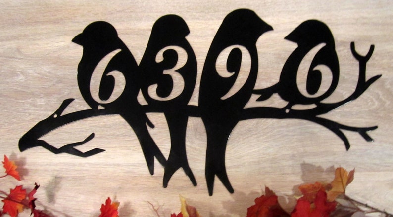 House Numbers Birds on a Limb, Branch Address Metal Sign, Metal Art, Handmade, Any Numbers 