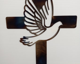 Christian Cross, Metal, Wall Decor, Dove Cross