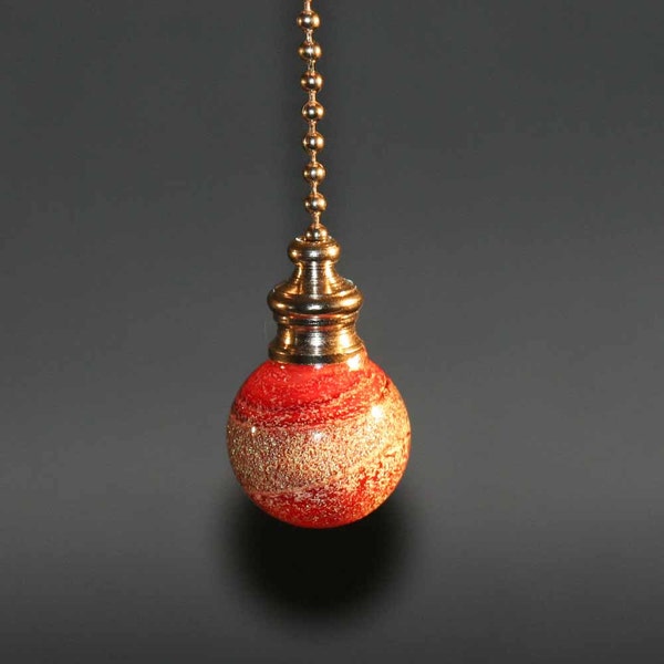 Red Dichroic glass ceiling fan/light pull