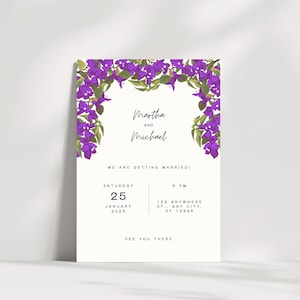 Bougainvillea Wedding Invitation, Floral Wedding, Digital Template