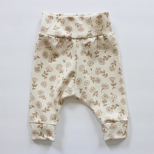 Baby Pants in Carnation Flowers, Baby Joggers, Baby Girl Pants, Fall Baby Pants, New Born Gift