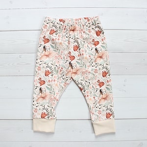 Organic Baby Pants in Spring Music Print, Organic Floral Baby Leggings, Floral Toddler Pants, Baby Shower Gift, Baby Girl, Baby Pants