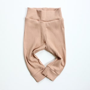 Soft Baby Pants in Camel Ribbed, Baby Joggers, Baby Girl/Boy Pants, Gender Neutral