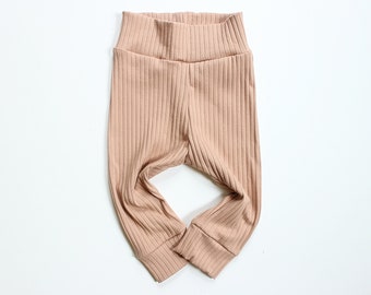 Last one 0 months//Soft Baby Pants in Camel Ribbed, Baby Joggers, Baby Girl/Boy Pants, Gender Neutral
