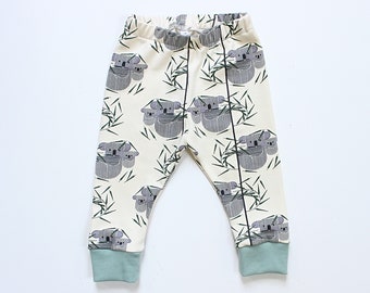 Organic Baby Pants in Koala Print, Baby Boy Leggings, Organic Leggings, Baby Shower Gift, Toddler Boy Leggings, Organic Baby Gifts