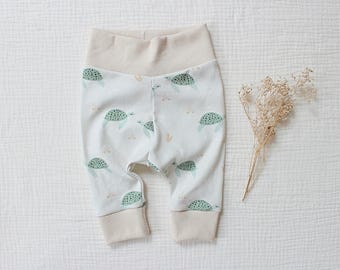 Biologische babybroek met zeeschildpadprint, biologische babyjoggingbroek, kraamcadeau, babybroek, genderneutraal