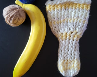 Hand knitted penis sweater, cock sock, underwear, striped, white, yellow, LOAF