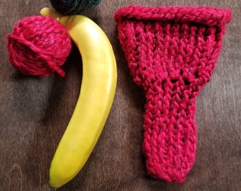 Hand knitted penis sweater, cock sock, underwear, red, LOAF