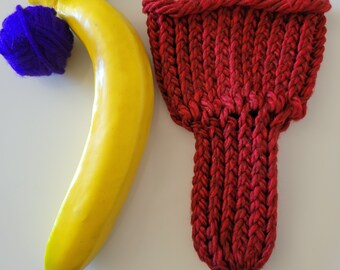 Hand knitted penis sweater, cock sock, underwear, red, LOAF
