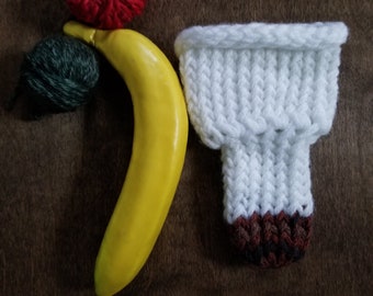 Hand knitted penis sweater, cock sock, underwear, striped, white, brown, black, LOAF