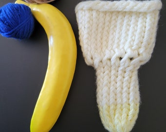 Hand knitted penis sweater, cock sock, underwear, striped, yellow, LOAF