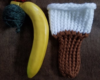 Hand knitted penis sweater, cock sock, underwear, white, brown, LOAF