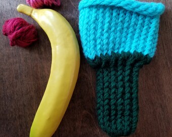 Hand knitted penis sweater, cock sock, underwear, striped, blue, green, LOAF