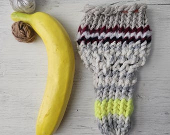 Hand knitted penis sweater, underwear, striped, gray, red, blue, white, yellow, neon, LOAF