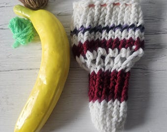 Hand knitted penis sweater, underwear, striped, white, purple, black, red, LOAF