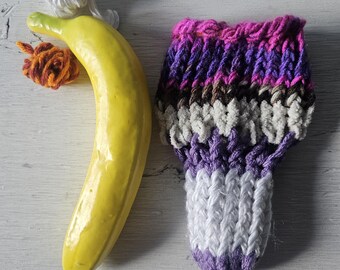 Hand knitted penis sweater, underwear, striped, pink, purple, brown, tan, white, LOAF