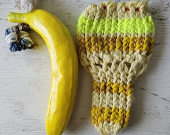 Hand knitted penis sweater, underwear, striped, yellow, neon, LOAF
