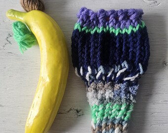 Hand knitted penis sweater, underwear, striped, purple, green, blue, white, tan, LOAF