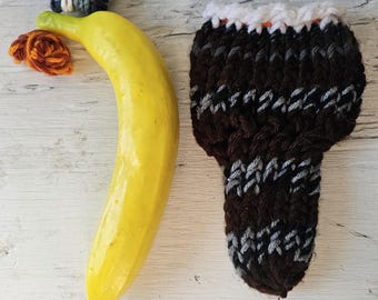 Hand knitted penis sweater, underwear, striped, white, black, gray, brown, LOAF