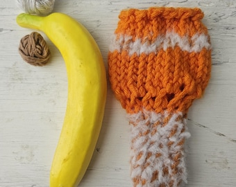 Hand knitted penis sweater, underwear, striped, orange, white, LOAF