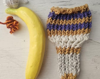 Hand knitted penis sweater, underwear, striped, yellow, purple, white, LOAF