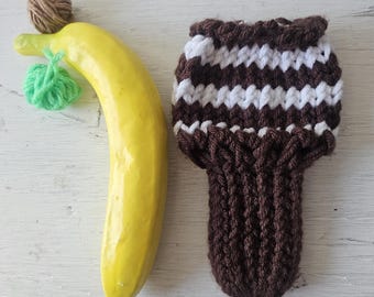 Hand knitted penis sweater, underwear, striped, brown, white, LOAF