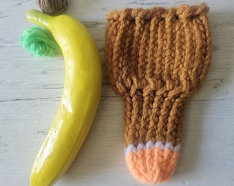 Hand knitted penis sweater, underwear, striped, orange, white, LOAF