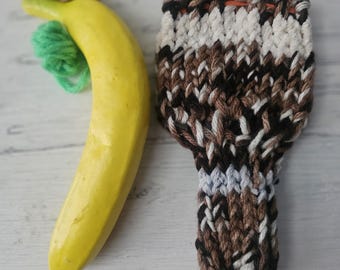 Hand knitted penis sweater, underwear, striped, brown, tan, white, LOAF