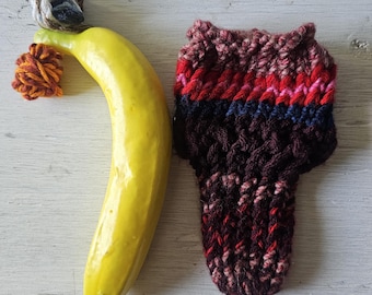 Hand knitted penis sweater, underwear, striped, red, pink, blue, burgundy, LOAF