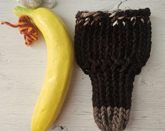 Hand knitted penis sweater, underwear, striped, brown, tan, white, LOAF