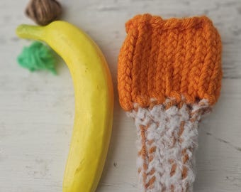Hand knitted penis sweater, underwear, striped, orange, white, LOAF