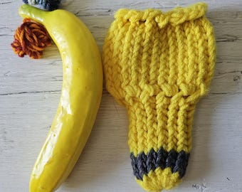 Hand knitted penis sweater, underwear, striped, yellow, gray, LOAF