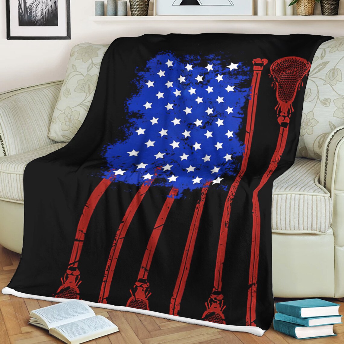 American Lacrosse Blanket Gift Son Gift Father Gift Sport Etsy