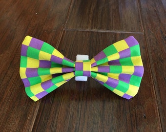 Mardi Gras Dog Bowtie, Fat Tuesday Bowtie, Mardi Gras Pet Neckwear