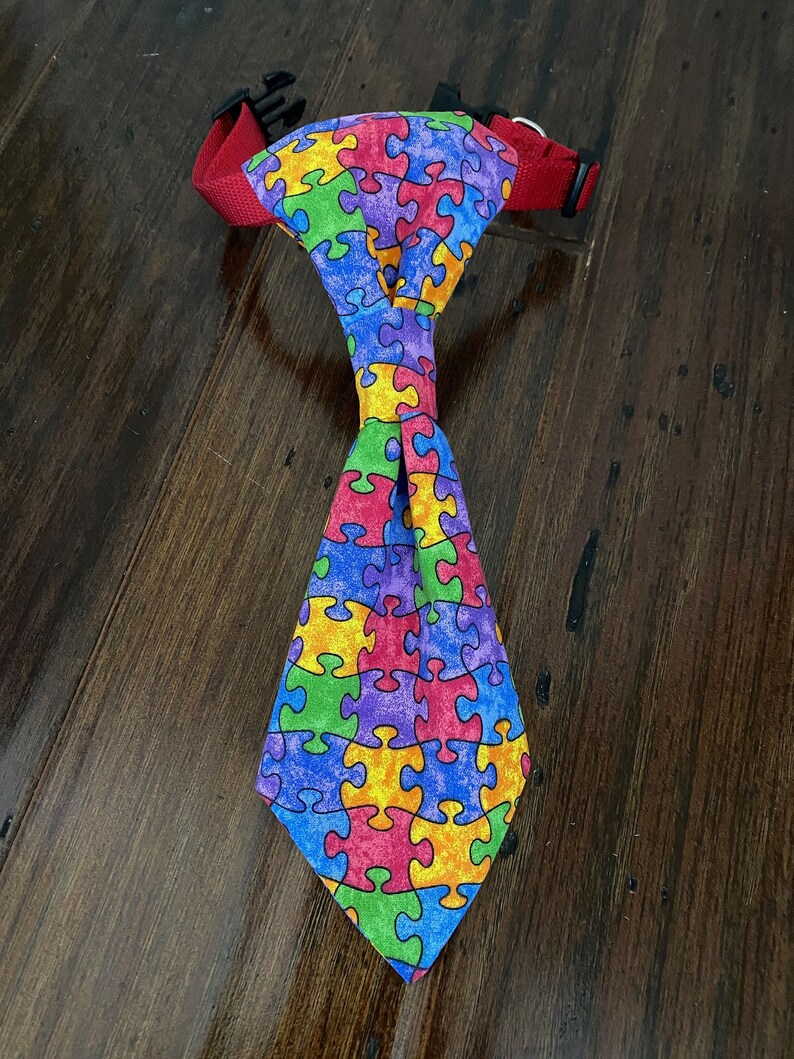 Jigsaw Puzzle Piece Necktie Autism Awareness Necktie Jigsaw Dog Neckwear Autism Dog Necktie