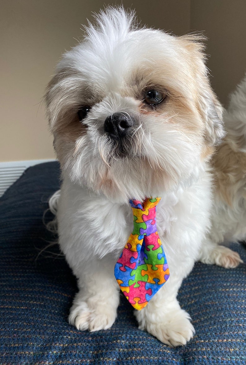 Jigsaw Puzzle Piece Necktie Autism Awareness Necktie Jigsaw Dog Neckwear Autism Dog Necktie