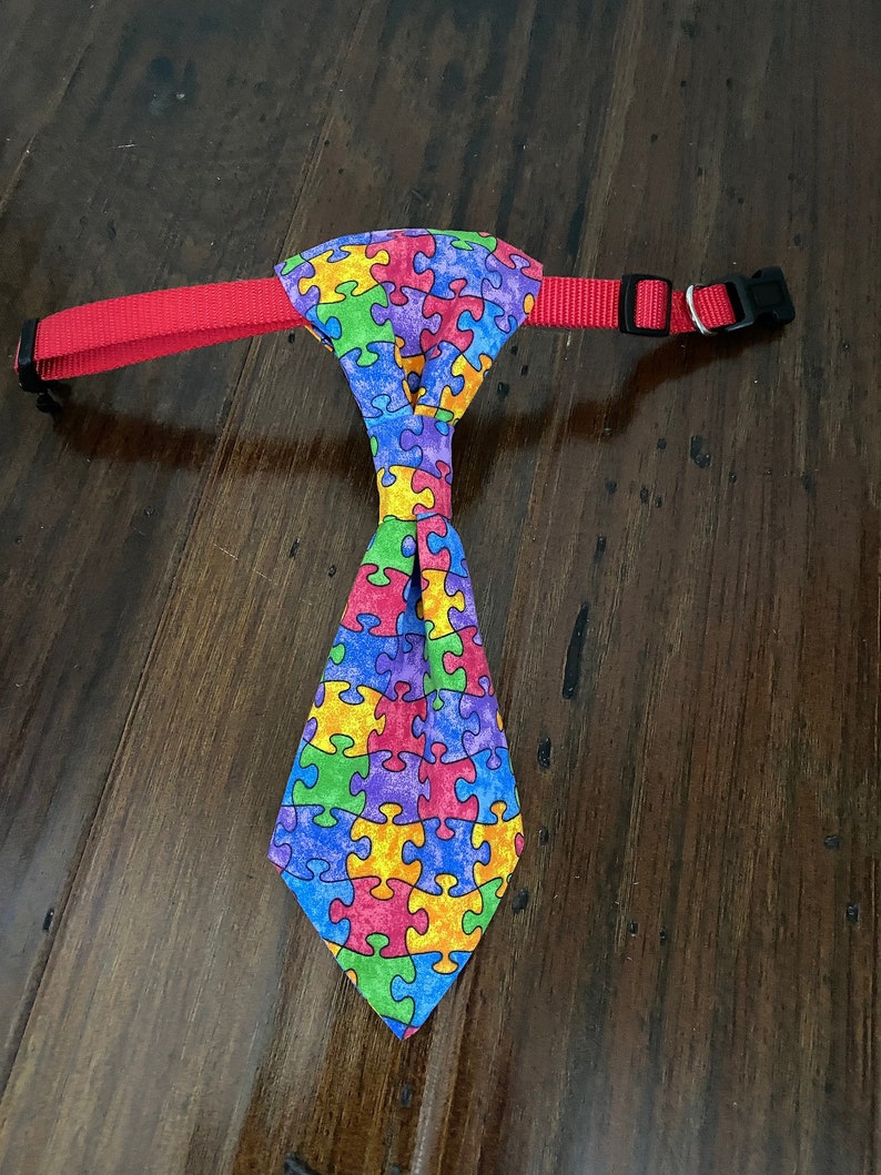 Jigsaw Puzzle Piece Necktie Autism Awareness Necktie Jigsaw Dog Neckwear Autism Dog Necktie