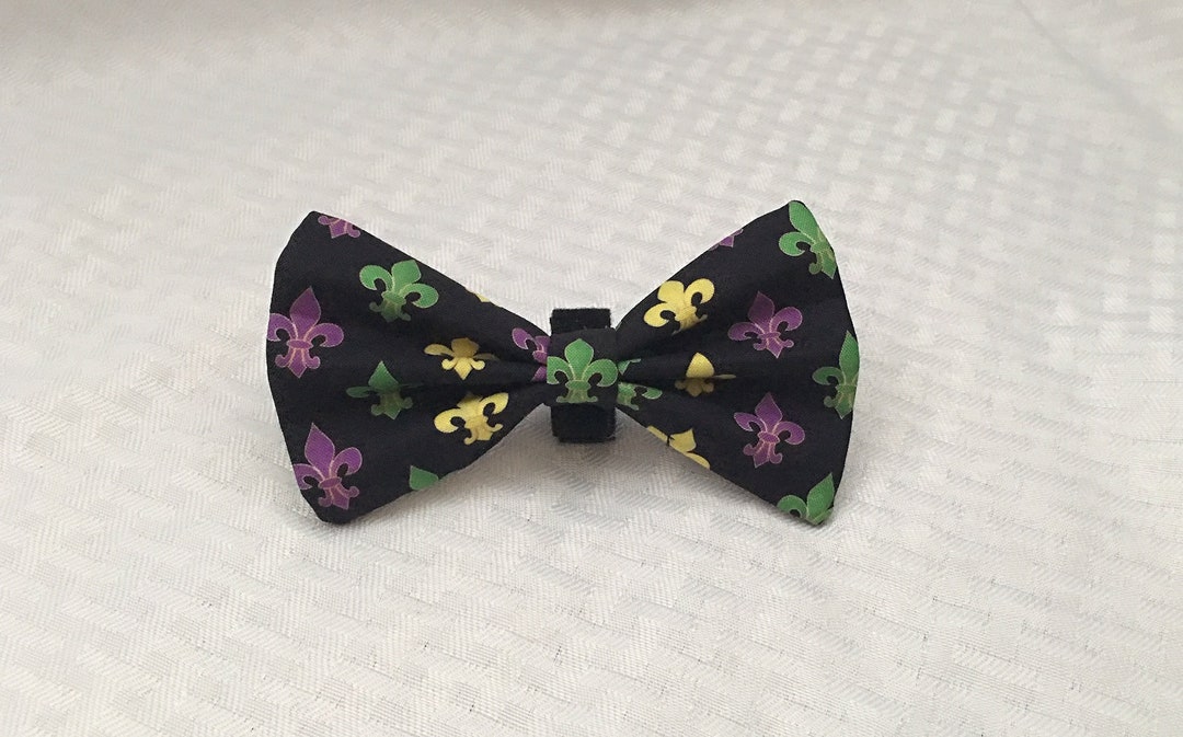 mardi gras dog bow tie