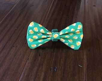 St. Patricks Day Dog Bowtie, Beer Mug Dog Bowtie, Beer Mug Pet Bowtie, Beer Bowtie