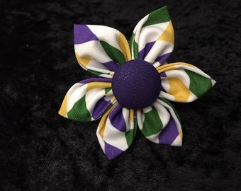 Mardi Gras Dog Flower, Mardi Gras Argyle Flower, Mardi Gras Collar Clip