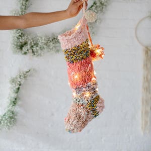 Holiday Stocking Pattern Intermediate Knitting Pattern Bulky Handspun Yarn Stocking Pattern image 1